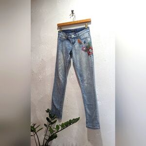 Flower Garden Floral Embroidered Denim Jeans